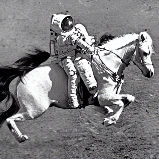 a photograph of an astronaut riding a horse