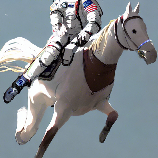 a photograph of an astronaut riding a horse