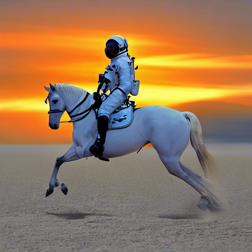 a photograph of an astronaut riding a white horse in the desert